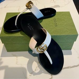 Marmont GG logo Leather thong sandals